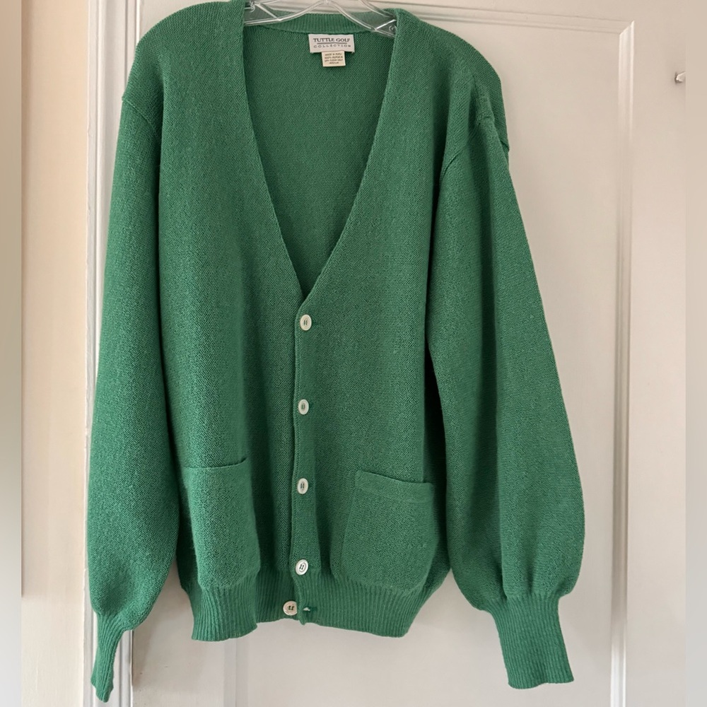 Tuttle Golf Pure Alpaca Green Cardigan
